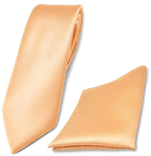 TigerTie Krawatte & Einstecktuch Set Herren Hochzeit Business, schmal 6 cm Polyester