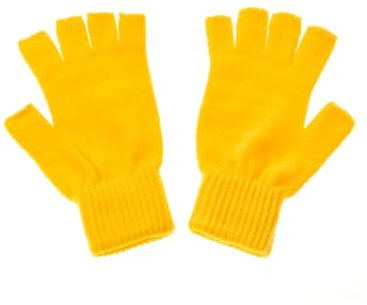 Strickhandschuhe fingerlos gelb