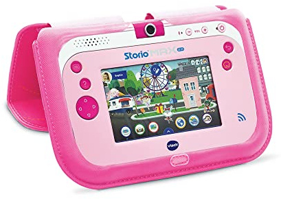 VTech - Étui à Rabat Rose, Tablette Enfants avec Écran 5 Pouces, Protection 2 en 1, Compatible avec Storio Max et Storio Max 2.0, Cadeau Enfant de 3 Ans à 11 Ans - Contenu en Français