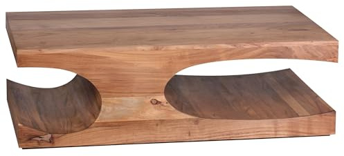 Wohnling Couchtisch 118x70x38 cm Akazie Massivholz Braun, Landhausstil