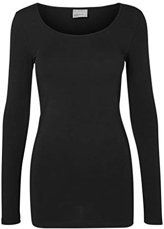 VERO MODA Damen Vmmaxi My Soft Long U-neck Noos' Langarmshirt, Schwarz (Black), XL EU