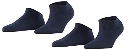 ESPRIT Damen Sneakersocken Uni Multipack W Sn Baumwolle kurz einfarbig 2 Paar, Blau Marine 6120, 35-38