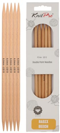 KnitPro K35121 Strumpfstricknadeln, Wood, Braun, 20 cm x 6 mm, 5, Natürliche Birke