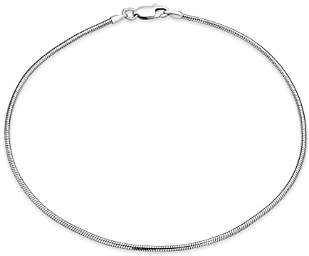 Bling Jewelry Bracelet De Cheville Simple Unisexe En Chaîne De Serpent Pour Femmes Ados Argent Sterling 925 Made In Italy Ou 10 Inch 1.5Mm Plus Size Bracelets For Hommes