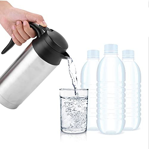Hervidor eléctrico para automóvil de 750 ml, hervidor para automóvil de viaje de 24 V CC, taza de acero inoxidable, calentador de taza de café para automóvil, hervidor de agua caliente para hervir ráp