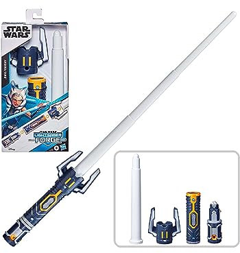 Star Wars Lightsaber Forge Ahsoka Tano ausfahrbares weißes Lichtschwert, anpassbares Rollenspielzeug für Kids ab 4