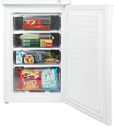 Haden White 55cm Under Counter Freezer - 85L Capacity, 4 Freezer Drawers, Mechanical Temperature Control, Manual Defrost, Reversible Door