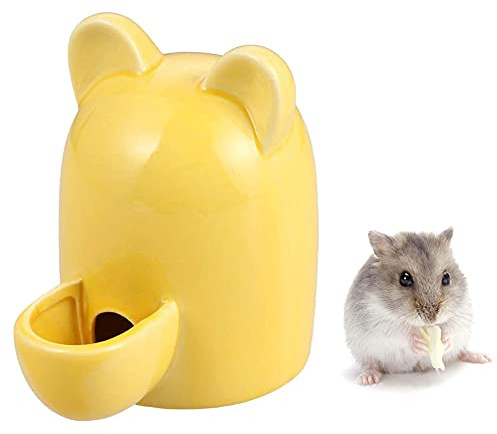 Igel Wasserflasche Keramik, Hamster Wasserflasche Keramik Gelb | Automatischer Wasserspender Hamsterkeramik, Hamster Wasserflasche Keramik, Stumm, für Igel, Hase, Totoro, Katze, 300 ml