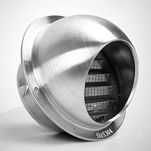 LIGUOYI Edelstahl Ablufthaube Wand Lufthaube 60 Mm ~ 300mm Runde Abluftgitter Mit Vogelschutznetz Wetterschutz-Gitter Küche Dunstabzugshaube Abdeckung Außen Lüftungsaufsatz