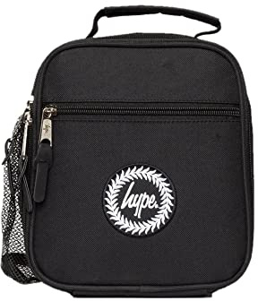hype Unisex Lunch Box, Plain Black | Plain school food carrier with thermal lining, bottle holder, 3 storage sections, grab handle and wipe-clean finish