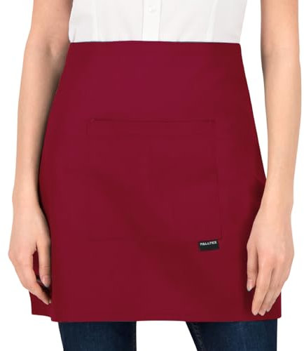 PALLTEX AMAYA Kochschürze Männer Kurz Kochschürze Damen Kurz Schürze Damen Schürze Herren für Kochen Basteln Malen Backen (Burgund)