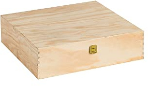 CASSETTE IN LEGNO |Cofanetto Compensato Pino| 4 Bottiglie |Standard 750 ml |Mis. int. 35,5x33,9x9,3 Vino/Birra |Custodia/Contenitore | Regalo per Compleanni/Matrimoni/Eventi