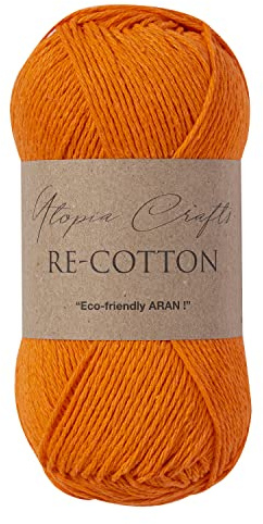 Utopia Crafts Re-Cotton Knitting Yarn, 100g (Pumpkin Orange)