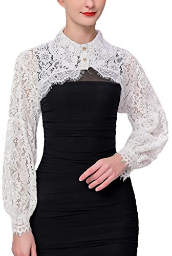 LoudSung abnehmbare Ärmel Brautkleider Crop Top gefälschter Kragen Halbhemd Bluse Spitze Baumwolle elegant für Frauen Mädchen