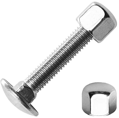 Techtanium® Schlossschrauben M6 x 25/25 mm mit Sechskant-Hutmuttern M6 [niedrige Form] aus Edelstahl A2 (10 Stück) | Flachrundkopfschrauben | Kappenmuttern | DIN 603 & DIN 917