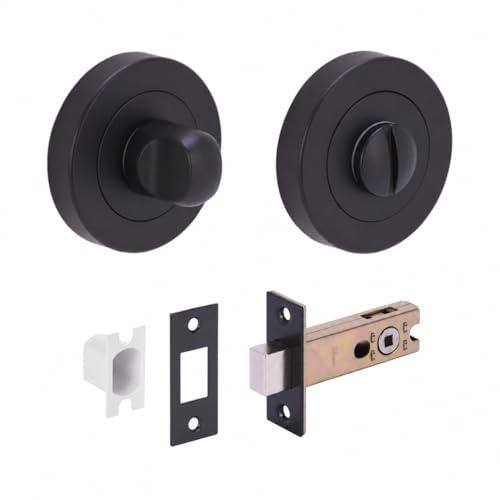 HANDLEZONE® Premium Bathroom Toilet Door Thumb Turn & Release Deadbolt Kit - Black Matt - 76mm Bolt (57mm Backset)