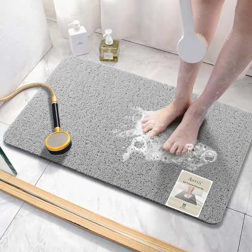 Asvin Weiche, strukturierte Badewannenmatte, 89 x 40,6 cm, phthalatfrei, rutschfeste Komfort-Badewannenmatten mit Abfluss, PVC-Luffa-Badezimmermatten für Nassbereiche, schnell trocknend