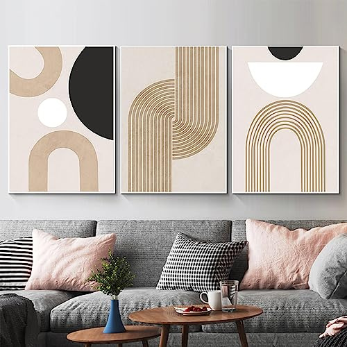 PYNVDD Poster su tela, Arte murale astratta minimalista moderna, Set di poster bohémien Decorazione murale geometrica - Senza cornice (Immagine-2, 40x60cm*3)