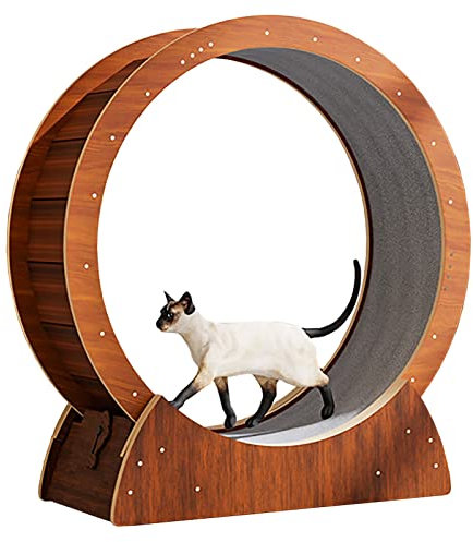 Laufrad für Katzen, Laufrad für Katzen, mit Sicherheitsverriegelung, geräuschloses Laufrad für Katzen/Laufrad für Katzen, einfache Montage, Holzfarbe (Größe: Innendurchmesser 88 cm (34,7 Zol