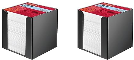 Herlitz 1600360 Zettelkasten 9x9x9cm schwarz 700 Blatt weiß gefüllt (Packung mit 2)