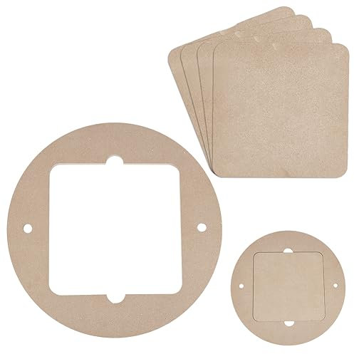 BENECREAT 30cm Durchmesser Töpferscheibenschläger Mit 4 Stück Quadratischen Innenschlägern, Vorgebohrte Runde Ton-Wurfschläger Für Töpfer-Knetkünstler, Die Ton Drehen, Keramik, 9 mm Dick