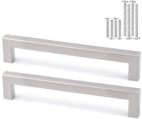 Misuyue Möbelgriffe Silber, 128mm Lochabstand Schrankgriffe Rostfreie 2pcs | Küchengriffe mit 8 Schrauben Inklusive, Türgriffe Küche für Schublade, Küchenschränke, Kleiderschrank