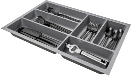 SO-BOX 3 Besteckkasten, Silbergrau, B=29,1 x T=47,3 cm, mit Kanvas-Struktur | Für 40er Nobilia-Schubladen ab August 2012 und weitere Küchen, Tiefe 47,3 cm.