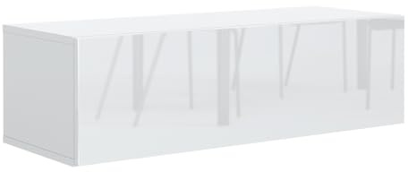 MebLocker TV-Schrank 100 cm, Weiß Hochglanz-Fronten | Wohnzimmer Möbel, Moderner Fernsehschrank, Fernsehtisch, TV-Lowboard 100,2x36,5x30 cm