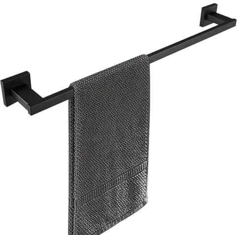 LANC 24-Inche Black Towel Bar for Bathroom Wall Mounted Matte Black Bath Towel Rack Stainless Steel Towel Rod for Cabinet Kitchen Towel Holder Towel Hanger Towel Rail, A9010MB-L6