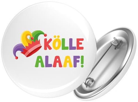 Huuraa Button Kölle Alaaf Narrenkappe Geschenk | 25mm Pin Accessoire rund mit Sicherheitsnadel Ansteckbutton Geschenkidee Anstecknadeln für Jacken Rucksäcke