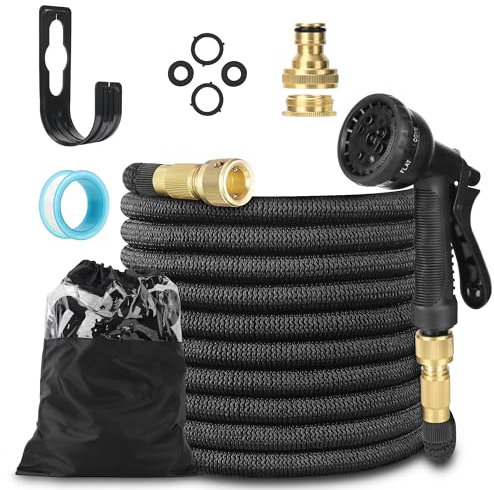Atsmoce®22.5 metri Tubo Estensibile Giardino, Canna Acqua Giardino in Lattice, Tubo Flessibile Giardino, 8 Modalità Spruzzo, Connettore in Ottone da 1/2 e 3/4, Tessuto di 3750D (22.5m)