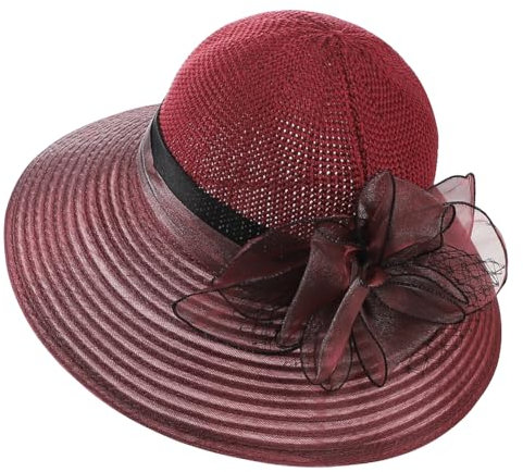 haozaikeji Sonnenhut Damen Retro Strandhut Atmungsaktiv Sommerhut Blumen Damenhut Elegant Sommer Fischerhut Organza Sonnenmütze UV Schutz Einheitsgröße Outdoor Schlapphut für Reisen Strand Wandern