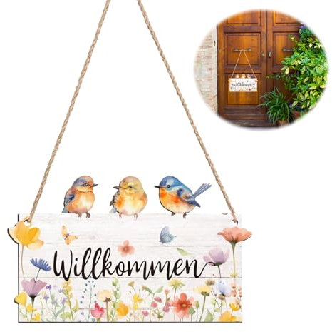 Yuqilin 12 * 20cm Appendere Il Cartello Della Casa Decorazioni Casa in Legno Fuoriporta Benvenuti Decorazioni da Appendere Adatto per Il Giardino, La Porta D'Ingresso e La Porta Sul Retro