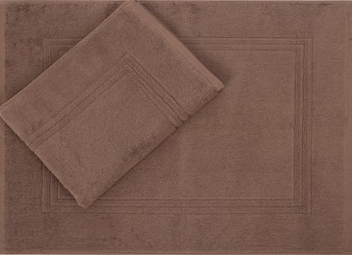 Betz 2 Stück Luxus Badvorleger Badematte Duschvorlage Gold Größe 50x70 cm Qualität 950g/m² 100% Baumwolle Farbe nuss-braun