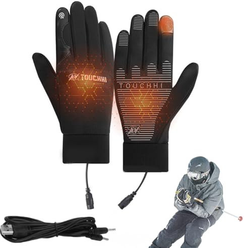 KQWVZ Gants Chauffants USB Non-Slip pour Écran Tactile - Homme et Femme - pour Moto, Randonnée, Vélo, Ski