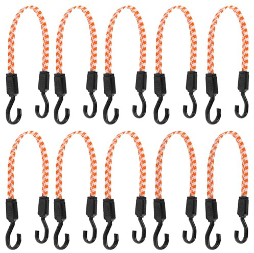 10PCS Flaches Gummi-Spannseil mit Haken, Einstellbar Gepäck Spanngurte Motorrad Gepäck Spanngurte Set Spanngummi Bungee-Seile Geeignet für Trolleys Schwere Ladung Gepäckträger Camping