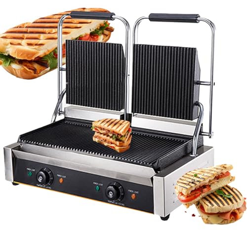 Parrilla Comercial Para Paninis, Prensa EléCtrica Para Filetes De 1,8 Kw/3,6 Kw, Plancha De Acero Inoxidable, MáQuina Para Hacer SáNdwiches, Para Hamburguesas, Filetes Y Tocino,813A-110V