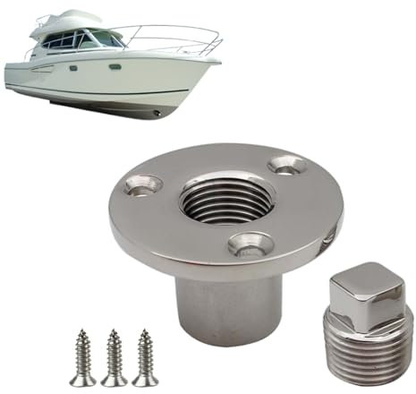 Ablassschraube für Boote Garboard, Edelstahl Ablassstopfen mit Schrauben, Stecker Runder Drain Wasser Stopfen, Marine Boot Ersatz