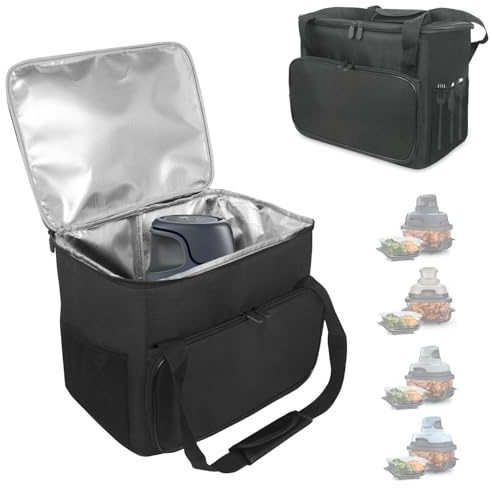 NUENSS-ROR Carrying Bag for Ninja Crispi 4-in-1 Portable Glass Air Fryer FN101GY - Cover for Ninja Crispi Air Fryer - Portable Waterproof Carry Case with Aluminum foil lining & Accessories Pocket
