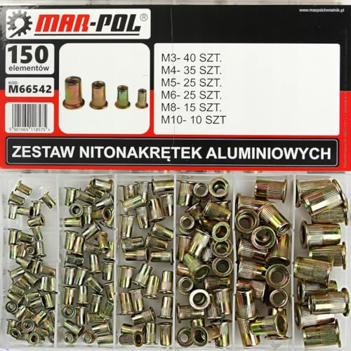 Set di Rivetti Filettati | 150 Pezzi | M3-M10 | in Acciaio | con Custodia