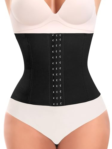 YARRCO Fajas Reductoras Mujer Control de Abdomen Waist Trainer Corset Moldeadora Reductor Adelgazante Bustier Top Cintura Faja Postparto Cinturón Faja Colombiana Corsé Shapewear (Negro,L)