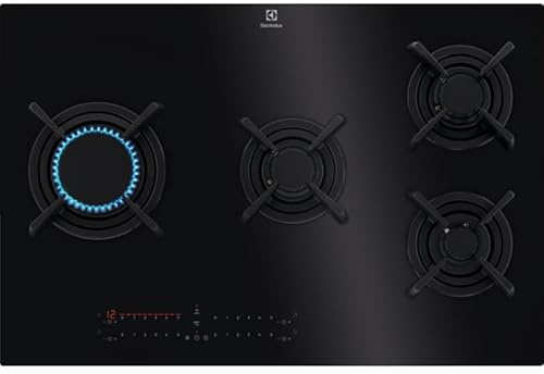 Electrolux Serie 900 KGV8473IK Nero Da incasso 78 cm Piano cottura a gas su vetro 4 Fornello(i)