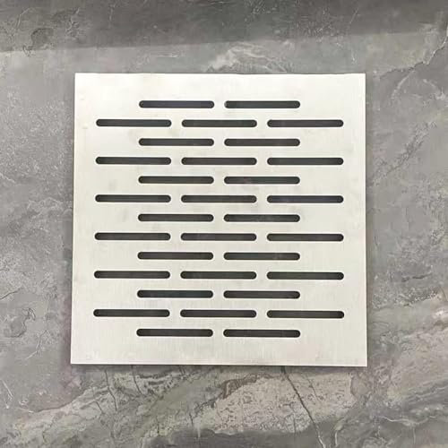 Canaleta Desague con Rejilla Rejilla de Drenaje Exterior de Acero Inoxidable 304, Tapa de Drenaje para Garaje y Patio para Bloquear Residuos, Rejilla de Drenaje Metálica con Base, Tapa de Drenaje Pluv