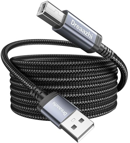 Extra Long USB 2.0 Printer Cable 4M, USB Type A Male to B Male Scanner Cord High Speed Compatible with HP, Canon, Dell, Epson, Lexmark, Audio Interface, Midi Keyboard and More
