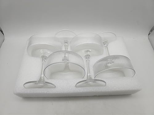 VortexQ6 4-Piece Martini & Coupe Cocktail Glasses Set with Classic Glassware, Long Stem Glassware, Margarita Glasses, Champagne & Gift, Wine Drinking Party Coupe Glass Set for Wine