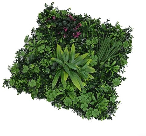 Pumixiy Artificial Green Wall Panels UV Protected Plant Screen Vertical Garden 50X50cm Indoor Outdoor Garden Decor Privacy Fence Backdrop Hedge Mat Grass Covering(A)