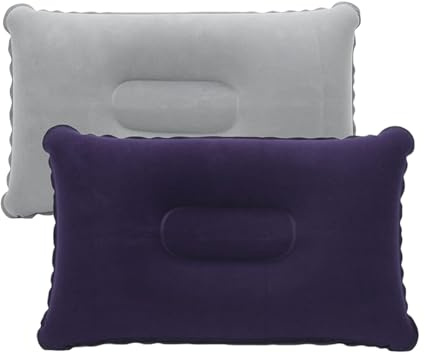 2 Stück Aufblasbares Kissen Strand,Portable Strandkissen Aufblasbar Luftkissen Strand Zubehör,Kopfkissen Für Reisekissen Campingkissen Camping Kissen Sitzkissen Outdoor Aufblasbare Cushion (Grau+Lila)