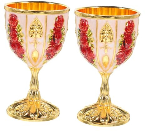 Hemobllo 2 Piezas Copa Metálica Pequeña para Licor Resistente Caídas Diseño Vintage Elegante para Hogar y Fiestas de Unidades