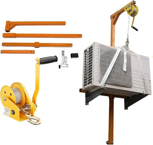 Soporte de aire acondicionado de acero inoxidable para exteriores con cabrestante manual ajustable, capacidad de 660 libras para una instalación segura de aire acondicionado