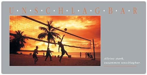 OSB Sport begeistert Grußkarten-Set 10 Stk. 10,5 x 21 cm mit Umschlägen - Thema Unschlagbar Beachvolleyball, Klappkarten 250 g/qm Papier hochglänzend mit 4-farbigem Digitaldruck, Glückwunschkarten
